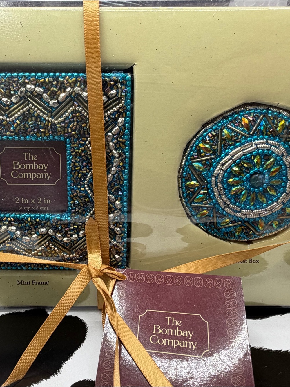 The Bombay Company Turquoise & Silver Beaded Mini Frame and Accent Box